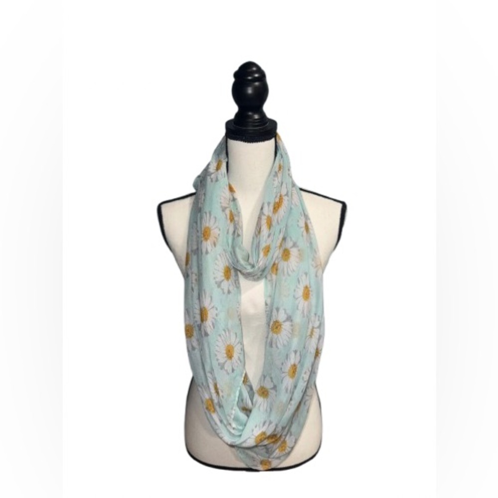 GANZ Floral Scarf - Light Blue and Yellow